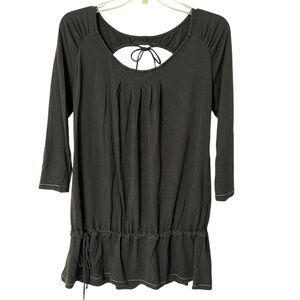 ALO Yoga Bamboo Blend Keyhole Open Back Top Tunic Drop Cinch Waist Size Medium